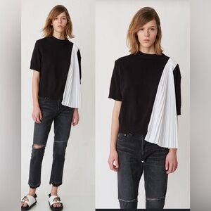 BIRDS Knit x Pleated Shirt Top MODERN Contemporary Abstract Avant-garde,sizeM/L